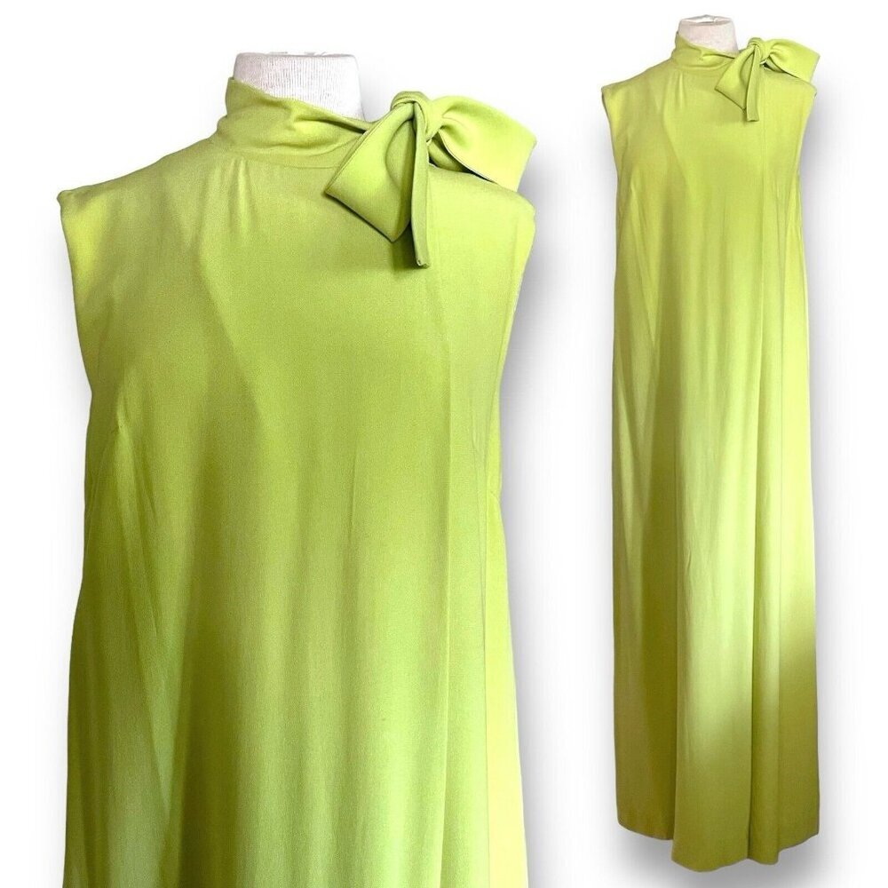 Vintage 1960s Elizabeth Arden Womens Jumpsuit Sz Large Lime Green Wide Leg Mod - Picture 1 of 14